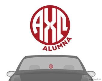 AXO Alpha Chi Omega Monogram Alumna Car Laptop Dorm Window Vinyl Sorority Decal Sticker