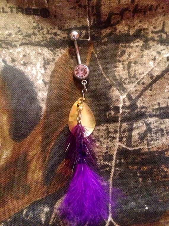 Purple Fishing Lure Bellybutton Ring