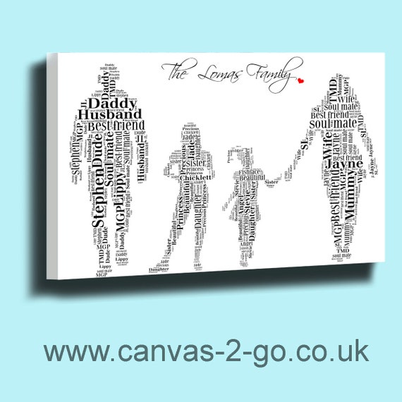 Personalised Word Art Family Group Box Framed Canvas print