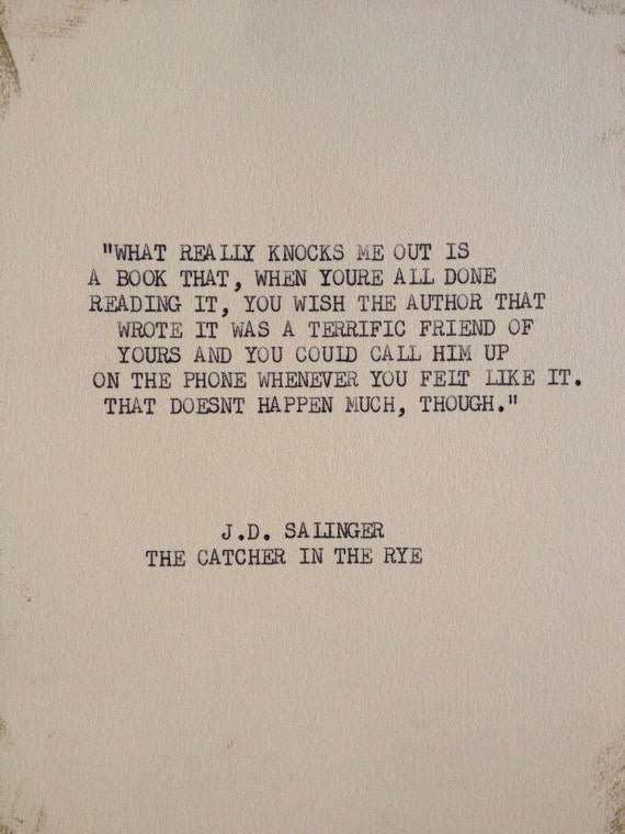 on literature quotes 5x7 Typewriter J.D. THE quote powerful SALINGER:  cardstock from