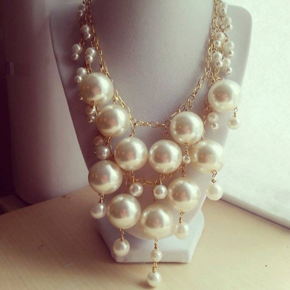 White pearl 2 Broke Girls Inspired necklace/ white Pearl 2