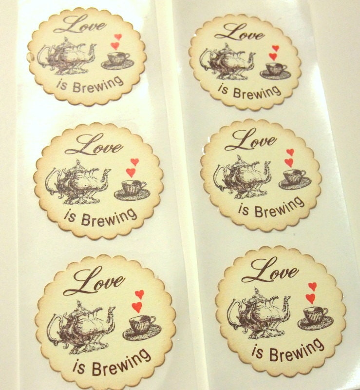 Love Is Brewing Stickers Bridal Shower Tea By PrettyPaperCottage