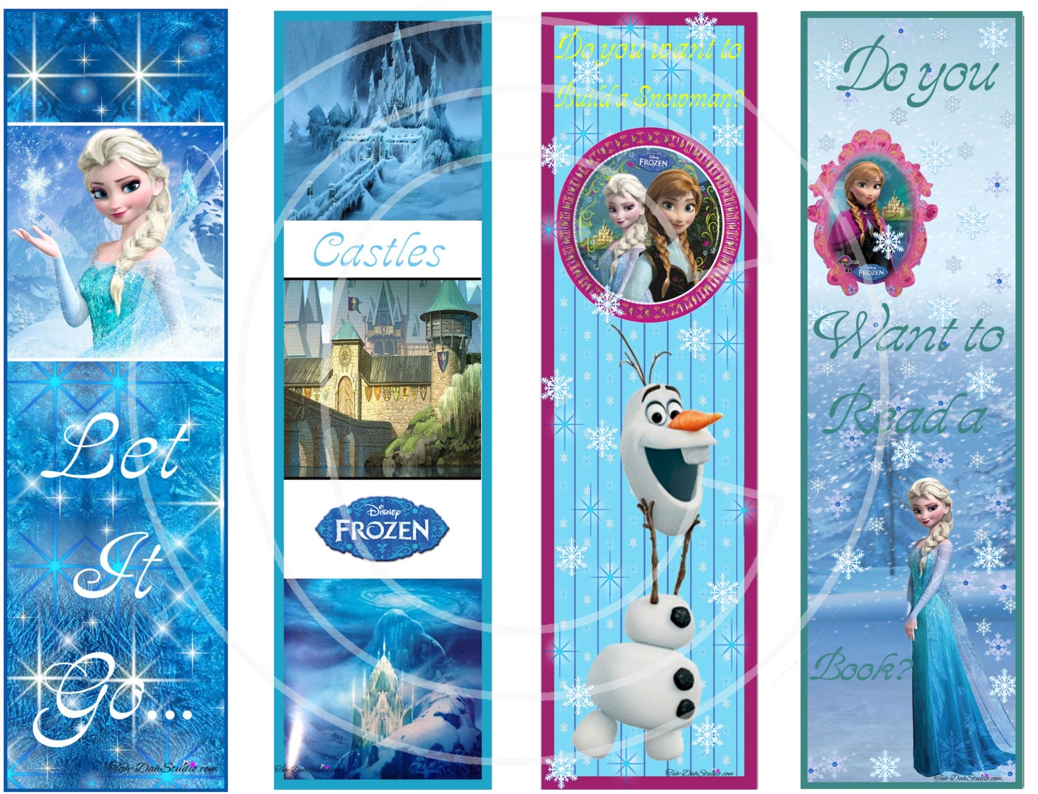 Disney Frozen Bookmarks Two Party Favors Scrapbook by TahDahStudio