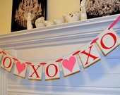 Valentine's Day Decor, XO XO XO banner garland, Valentine's Photo Prop, Hugs and Kisses Banner, Valentines Banner-Any occasion banner Il_170x135