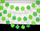 Paper Garland, St Patrick's shamrock garland, St Patty's decoration, Shamrock decor 10 ft, Irish decoration, Irish garland, Green/Gold decor Il_170x135