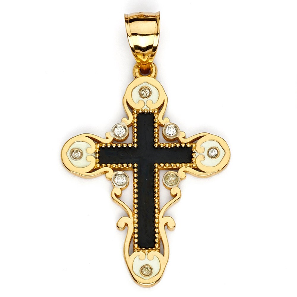 ENAMEL CROSS necklace. Copyrighted 14k two by Paulecojewelrydesign