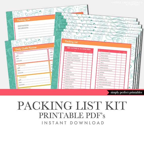 items similar to printable packing lists kit household binder