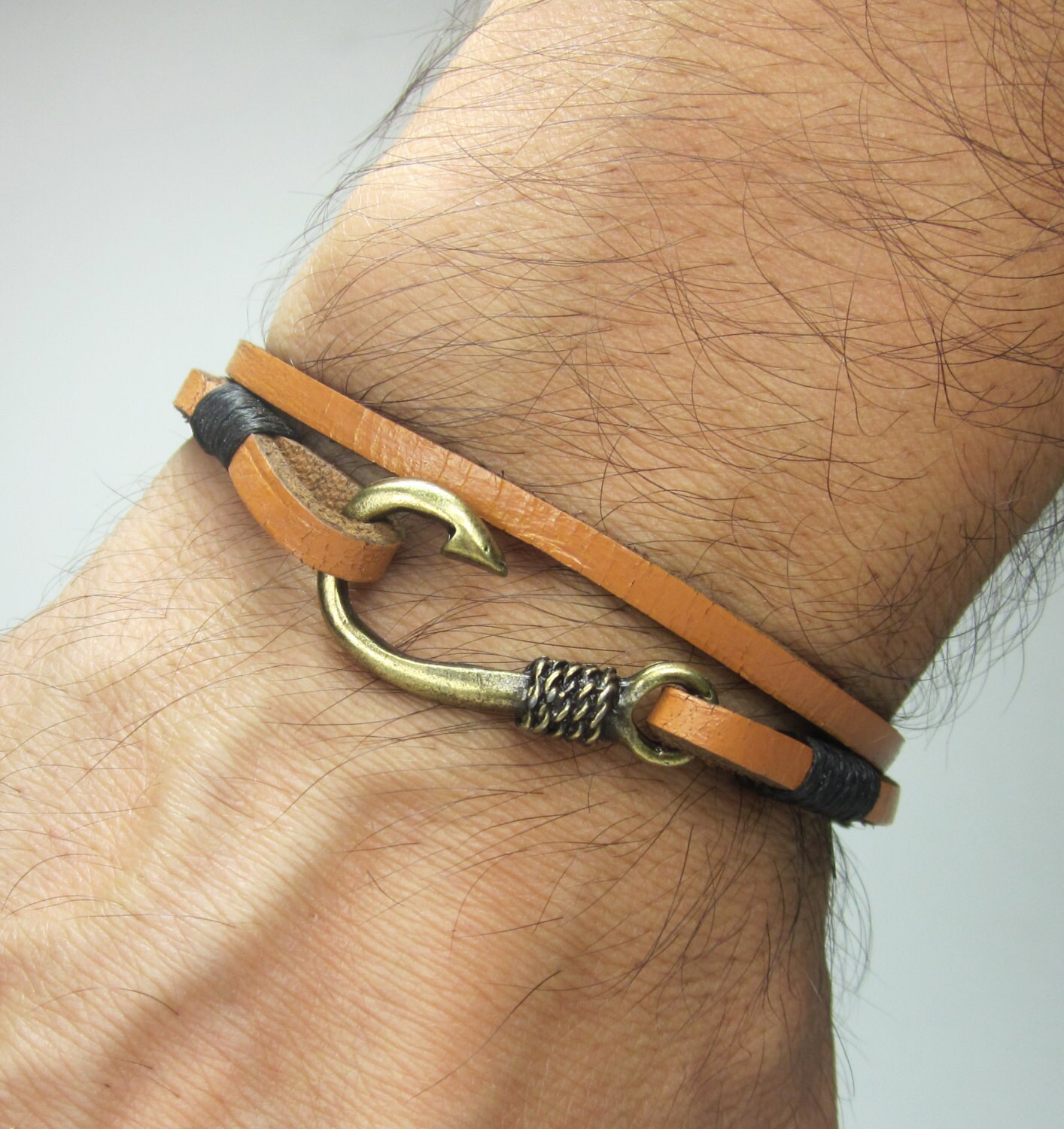 EXPRESS SHIPPING Fish Hook Bracelet in Light Brown