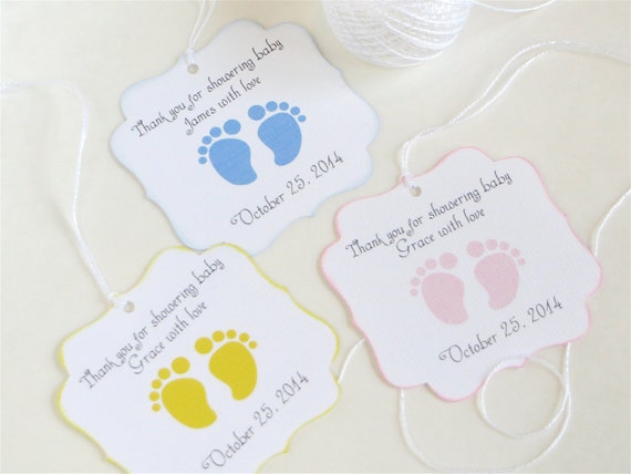 Baby feet custom Baby shower favor tags footprint baby shower