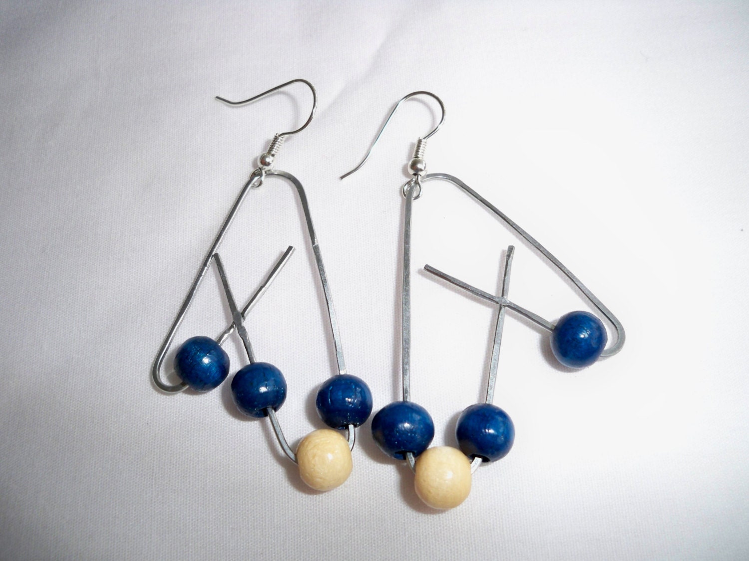 Beaded Hammered Paper Clip Earrings