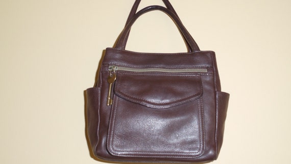 Fossil handbag brown leather satchel 75082