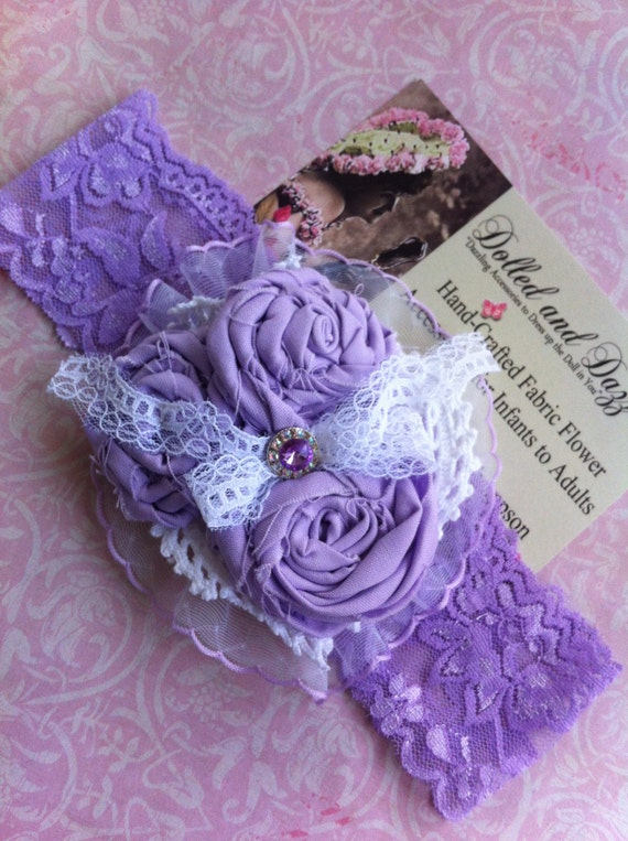 Girl's Headband/ Lilac Purple Rolled Rosettes/ Shabby Chic Accessory/ Womens Brooch/ Baby Headband/ Womens Headband/ Girls Hairclip/ Brooch