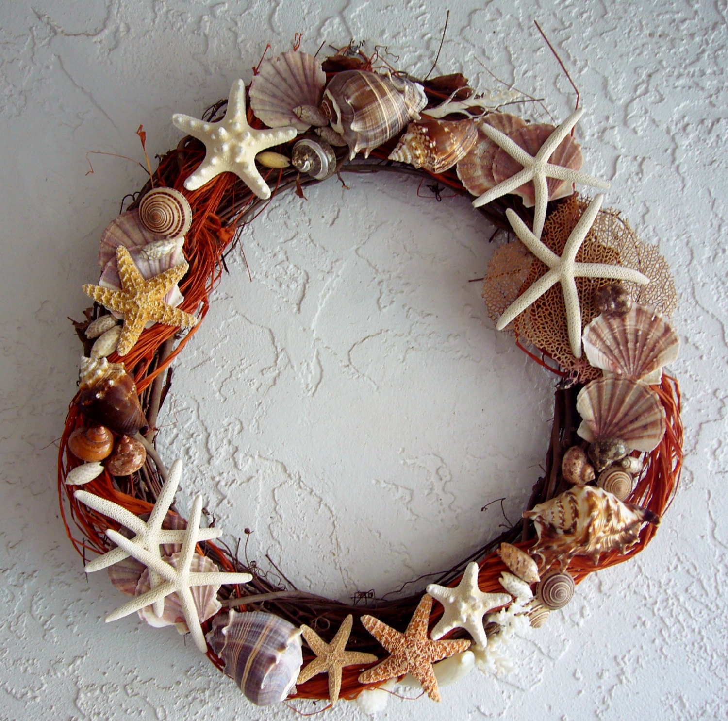 Beach Decor Seashell Wreath Grapevine by GoneCoastalDesigns