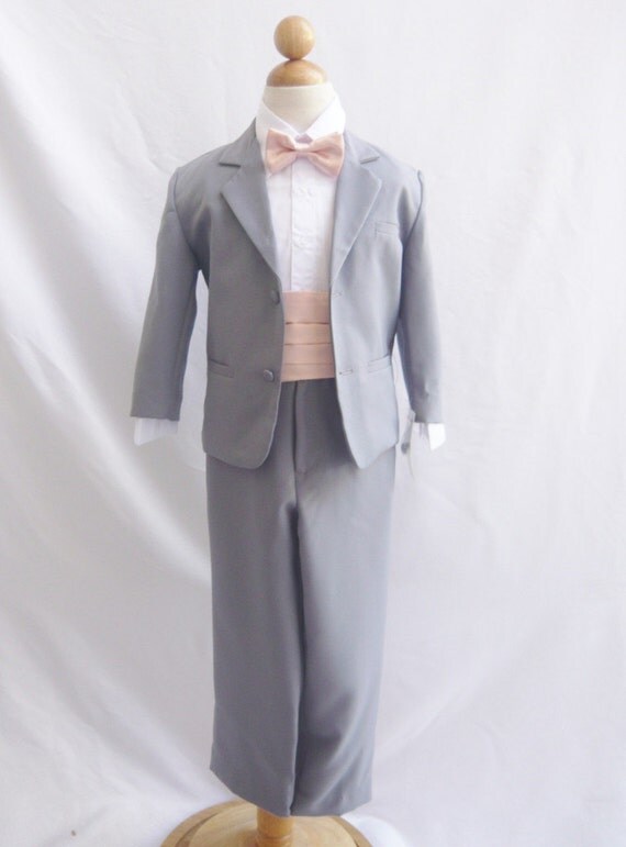 boy suit for toddler jacket with Cummerbund Grey Peach Tie and Suit Bow Toddler for Boy Light boy suit for toddler jacket with Cummerbund Grey Peach Tie and Suit Bow Toddler for Boy Light