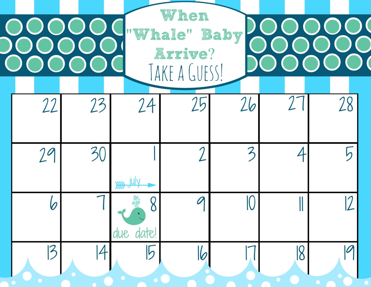 Printable Baby Due Date Calendar by LovelyLambCreations on Etsy