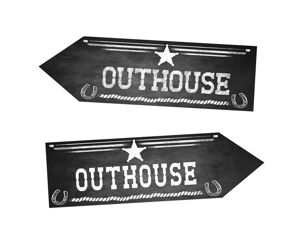 Western Themed Outhouse DIRECTIONAL Bathroom signs