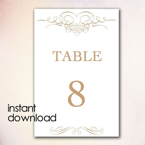 Items Similar To Diy Table Numbers Template Instant Download Microsoft Word Version Gold Table Number Template Word