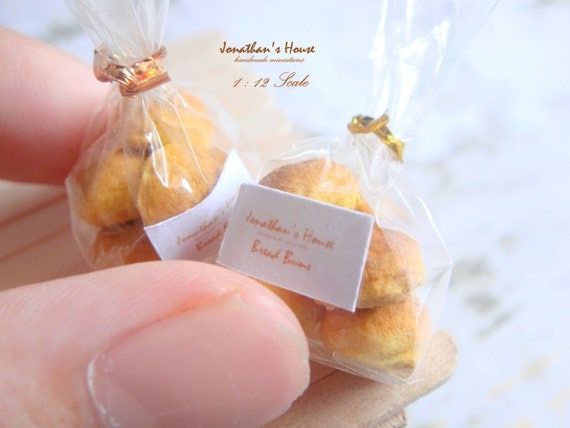 Miniature Bread Buns - Miniature Food Dollhouse Bread Miniature Breakfast Bakery 1:12 Scale Dollhouse Food