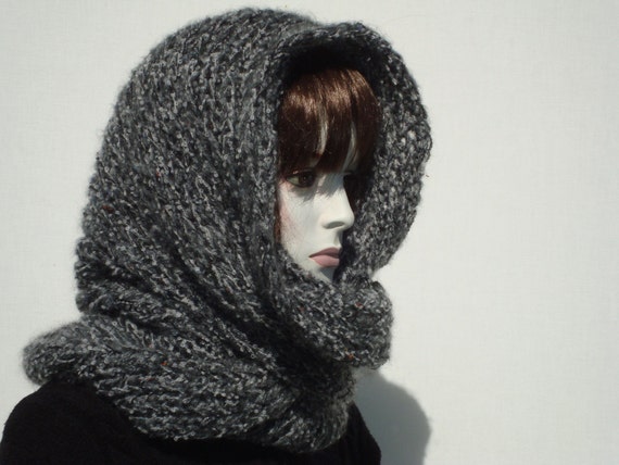 scarf hooded Scarf,  Scarf, Hooded Winter Thick Woman infinity Infinity oversized  Grey Women Scarf,