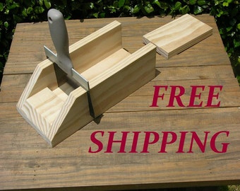 Soap Cutter Straight Bars - Wooden Miter Box w/ Knife - Log / Loaf style - cut 1 or 1.25 inch **Free Shipping**