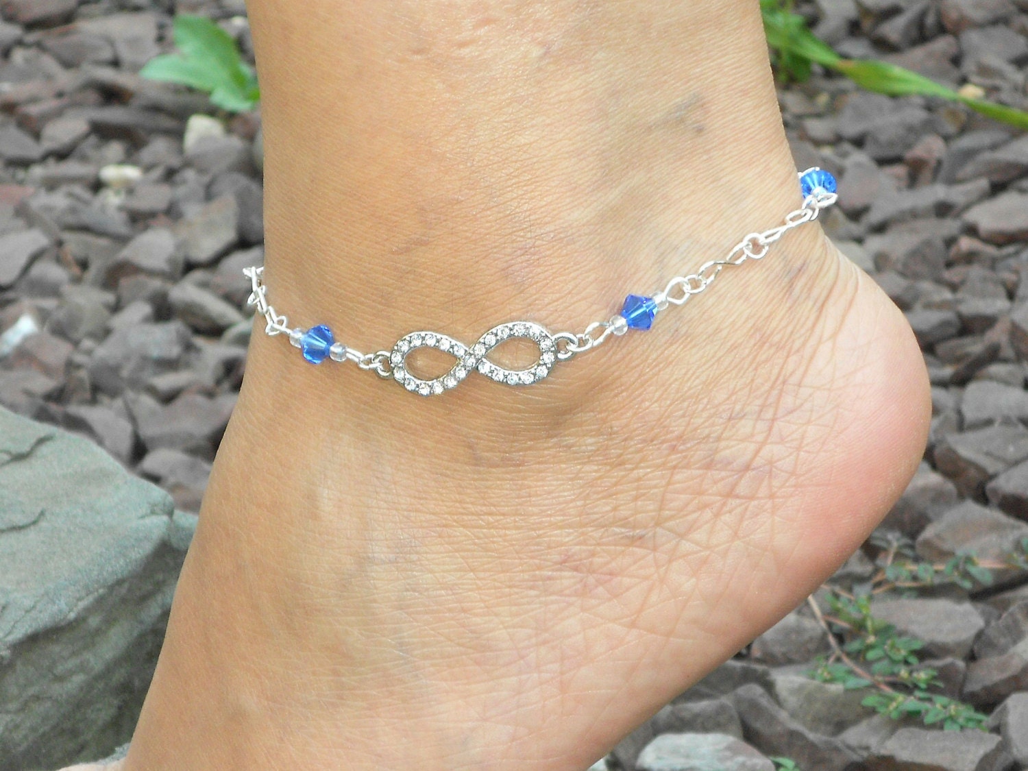 Anklet / Ankle Bracelet Rhinestone Infinity with Blue