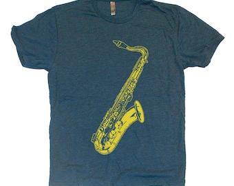 UNISEX SAX SAXOPHONE vintage retro style Tri-Blend super soft t-shirt