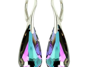 925 Sterling Silver Faceted Teardrop Swarovski Crystal
