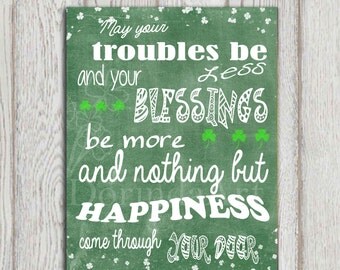 Irish blessing print St Patrick's day printable Green Irland printable ...