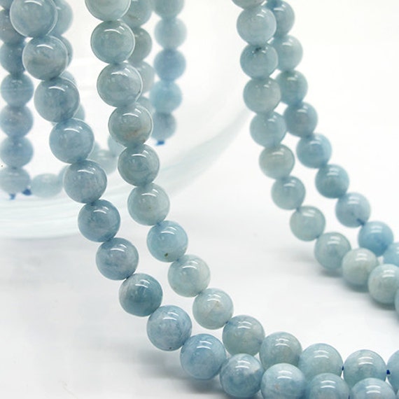 Natural aquamarine beads 8mm round light by SuperBeadsSupplier