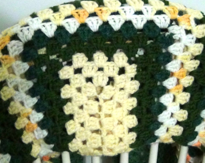 Afghan - Granny Square Sunny Yellow Garden Lapghan - OOAK