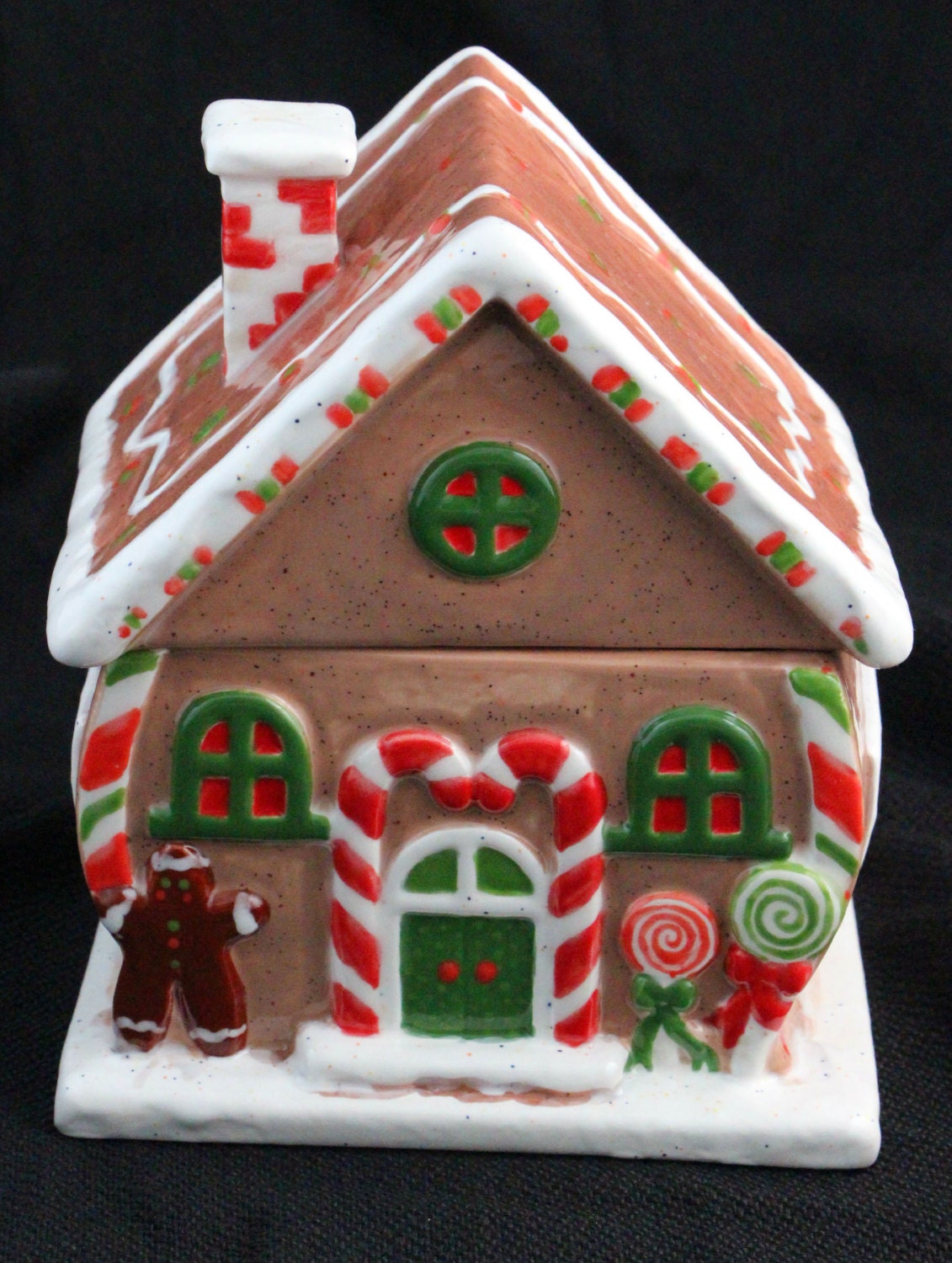 Handpainted Ceramic Gingerbread House Jar by MineByDesignStudio