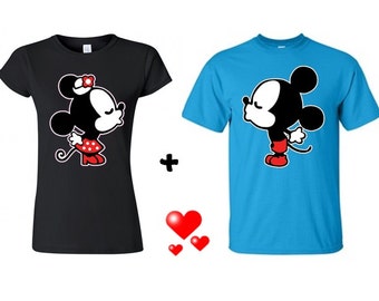 Disney Matching Couples T-shirts Mickey and Minnie blowing kissing ...