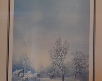 French Artist G. Mangeri' Ltd. Ed. "Winter Paysage" 19" x 25 1/12" paper size.