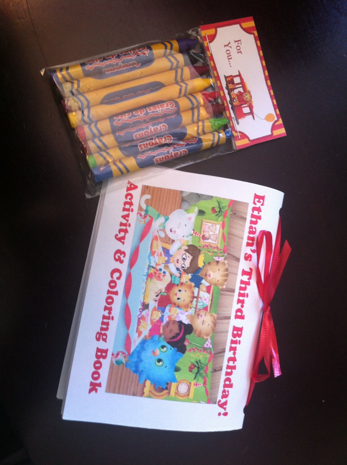 Daniel Tiger Coloring Book and Crayon Favors by SRDesserts