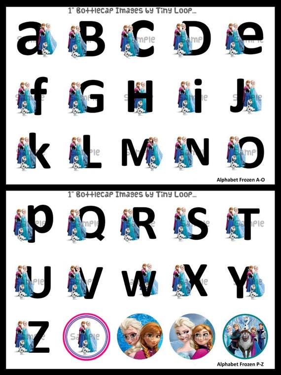 30 alphabet frozen a z bottlecap images 1 circle 4x6 by xtinyloopx