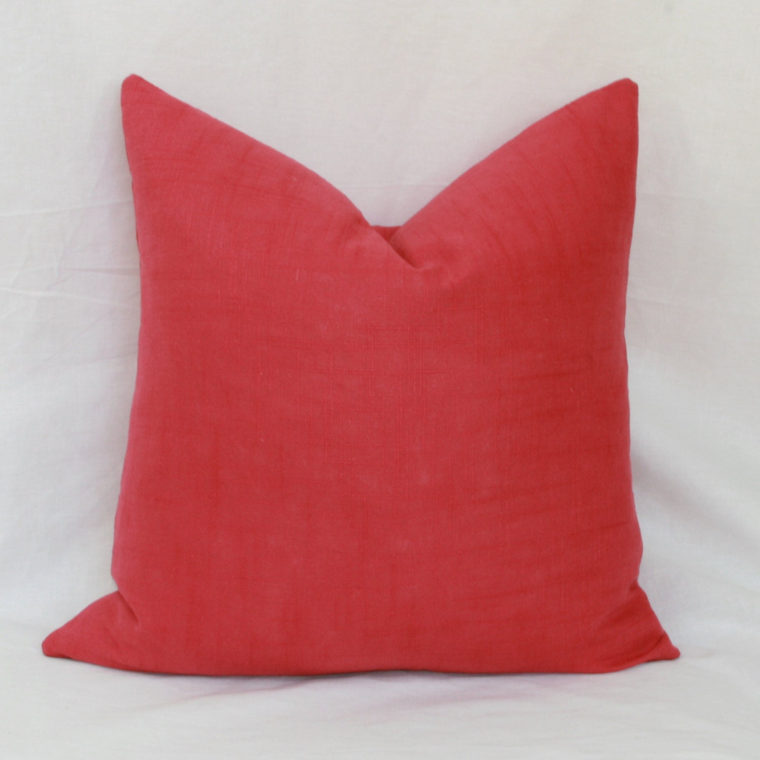 Raspberry linen decorative throw pillow cover. 18 by JoyWorkshoppe