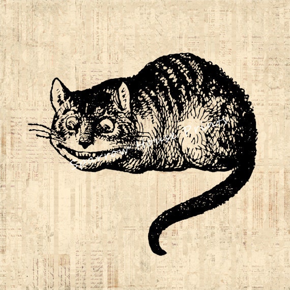 Antique Cheshire Cat Vintage Print Alice in by SparrowHousePrints