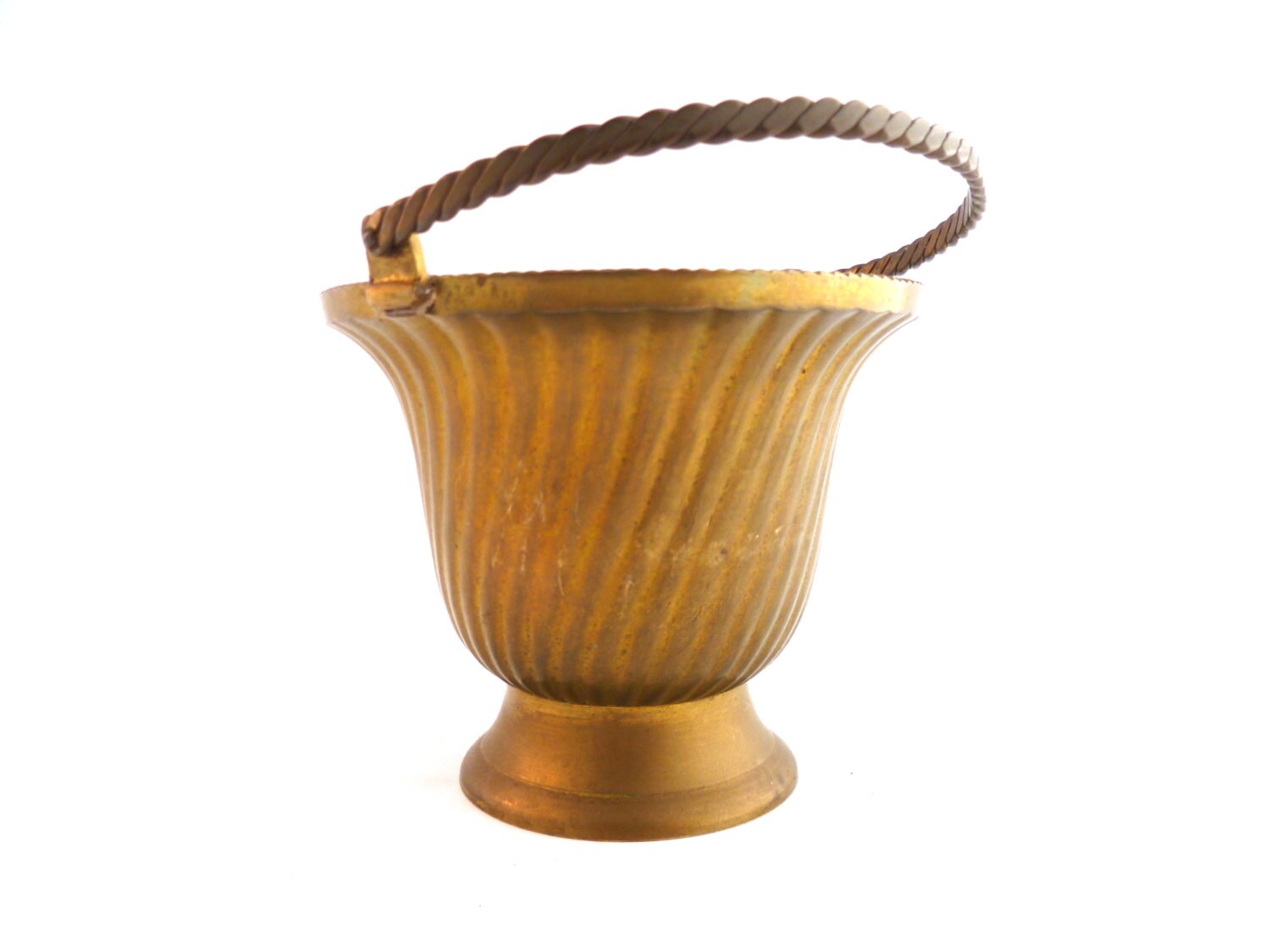 Vintage Brass Basket with Handle