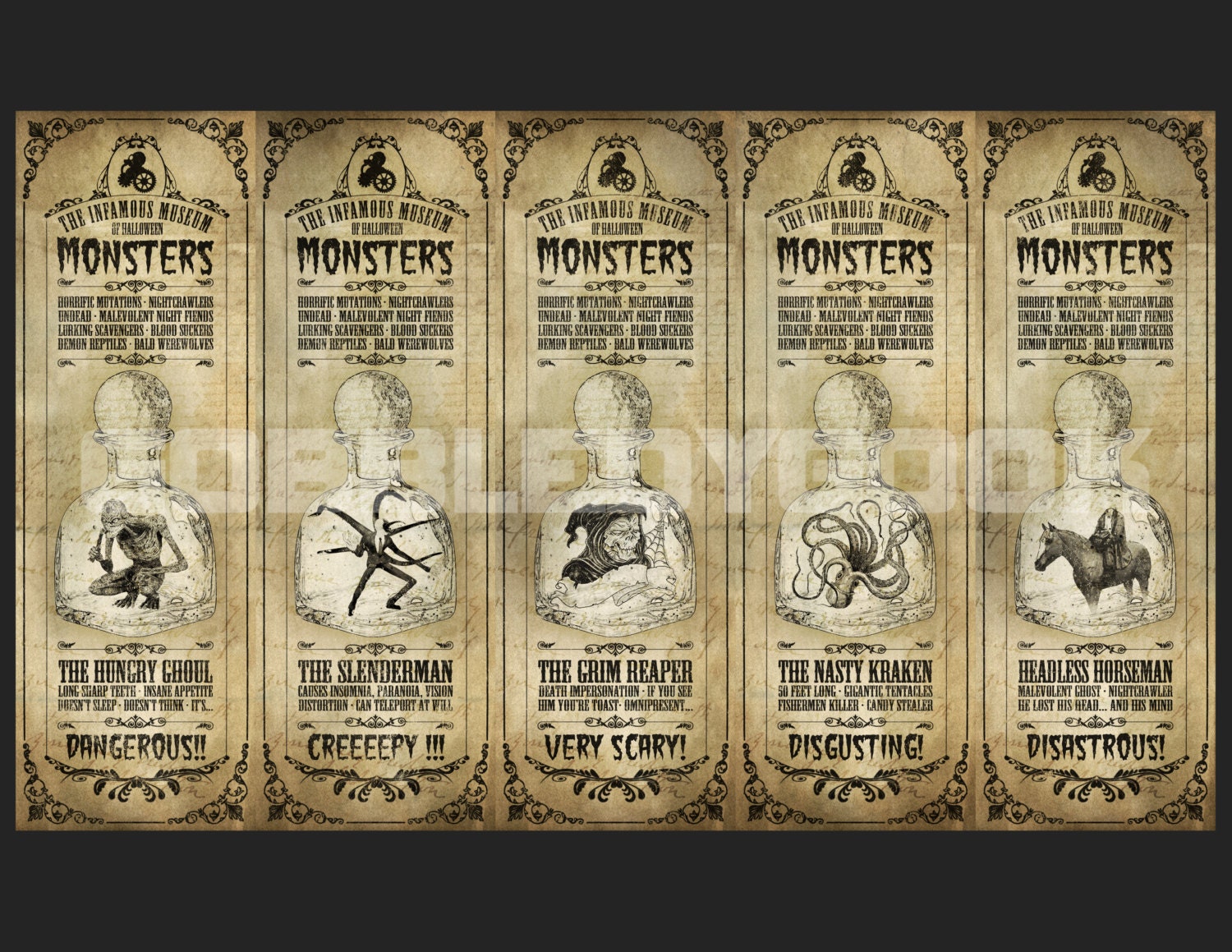 steampunk halloween bookmarks 5 printable by