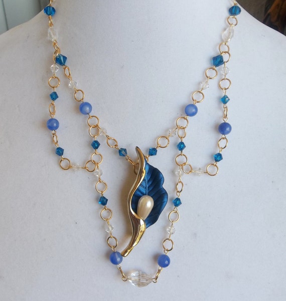 Swarovski Blue Necklace with Blue Agate