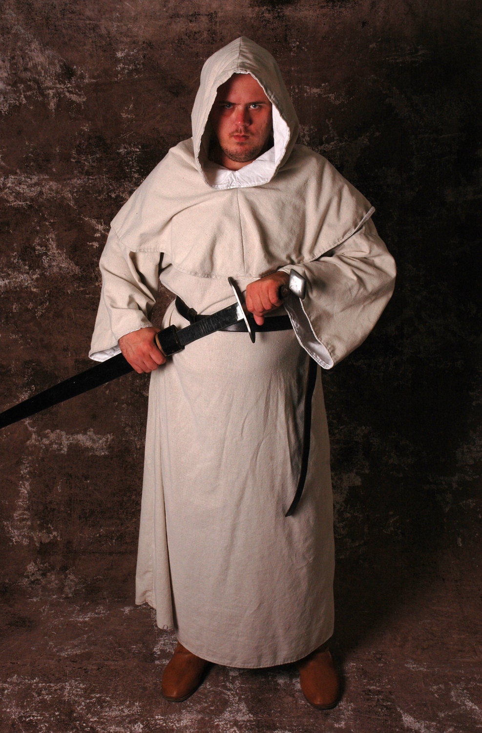 Men's Medieval Monk's Robe & Hood OffWhite Osnenberg