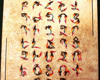 Miniature painting of Armenian alphabet (Bird Letters) "Trchnagir"