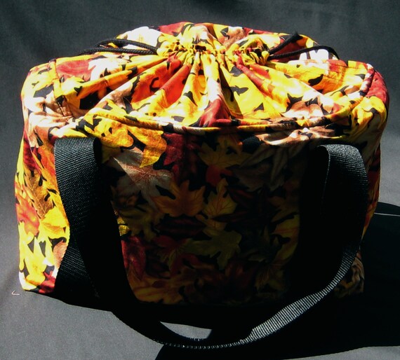 Insulated Crock Pot Carrier  Brown Fall Leaf print 