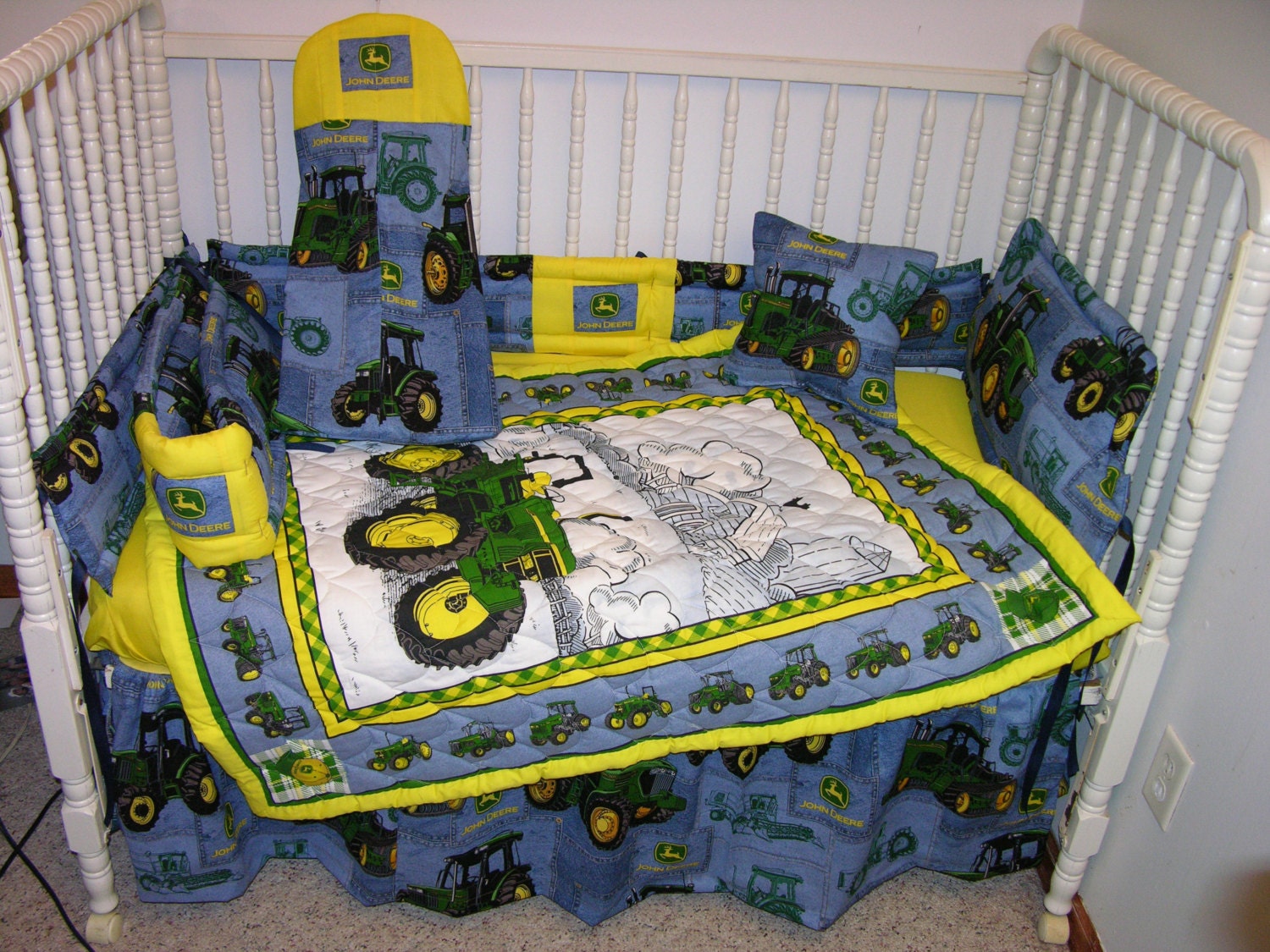 John Deere Denim Patch Crib Nursery Bedding Set