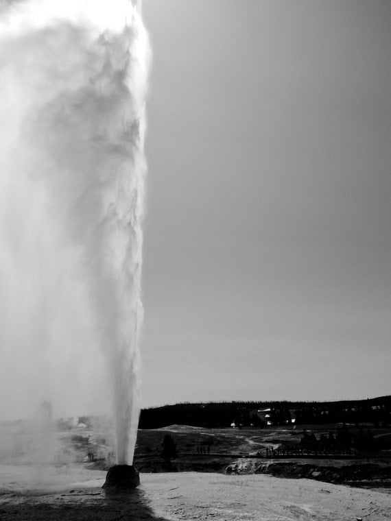 Beehive Geyser, Yellowstone National Park: Black and White