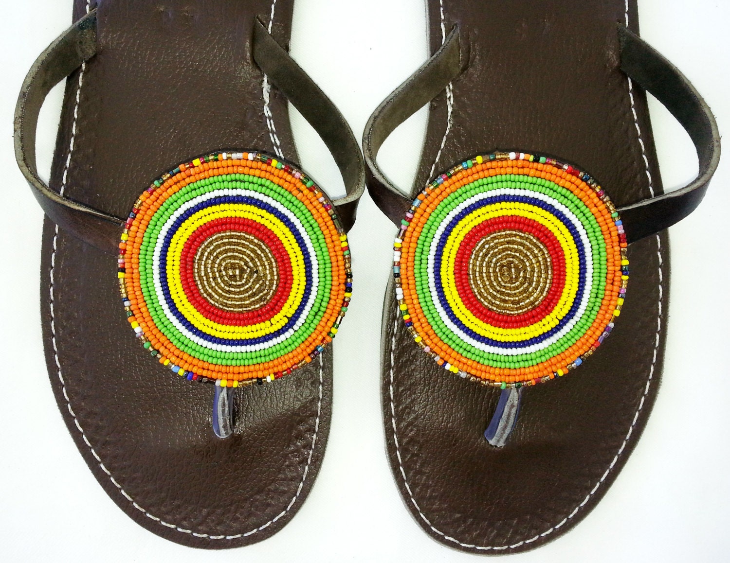 Couleur Rasta africain cuir sandales par Africanheritagegifts