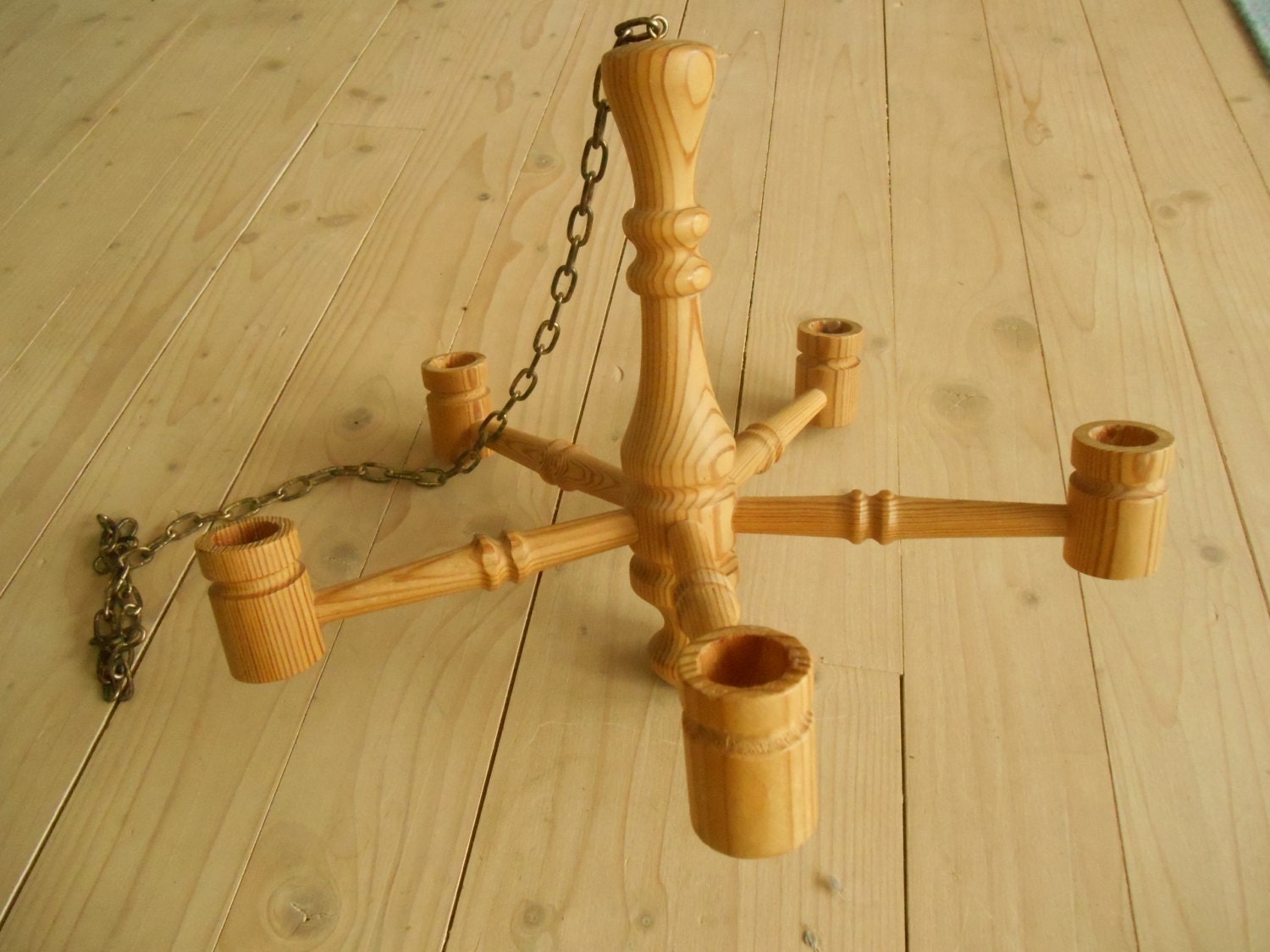 Vintage Swedish candle holder Hanging wooden candle holder