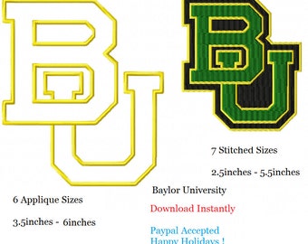 Baylor University Stitched & Applique Machine Embroidery Designs ...