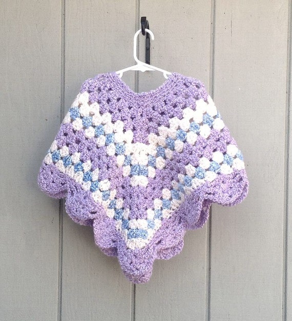 Childs crochet poncho Girls crocheted shawl by LurayKnitwear