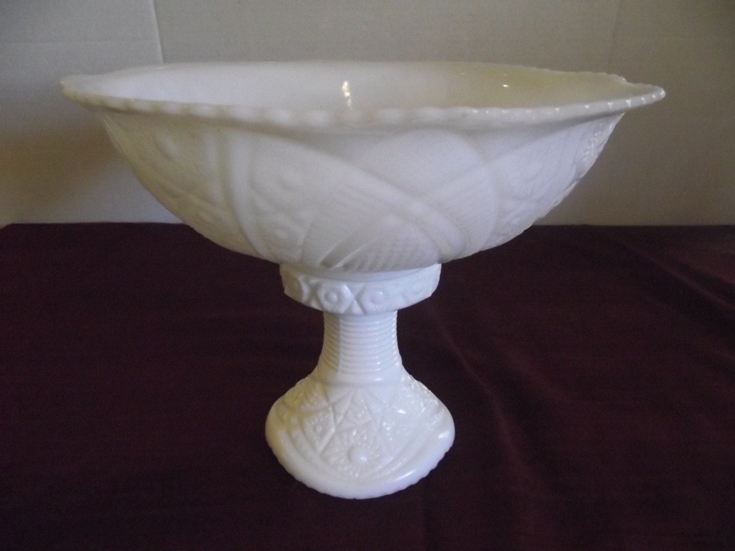 Eapg Mckee Concord Milk Glass Punch Bowl And Stand Vintage 9429